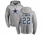 Dallas Cowboys #22 Emmitt Smith Ash Name & Number Logo Pullover Hoodie