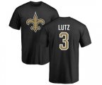 New Orleans Saints #3 Wil Lutz Black Name & Number Logo T-Shirt