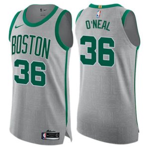 Boston Celtics #36 Shaquille O\'Neal Authentic Gray NBA Jersey - City Edition