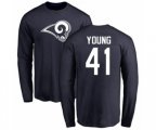 Los Angeles Rams #41 Kenny Young Navy Blue Name & Number Logo Long Sleeve T-Shirt
