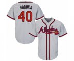 Atlanta Braves #40 Mike Soroka Replica Grey Road Cool Base Baseball Jersey