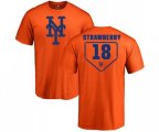New York Mets #18 Darryl Strawberry Replica Royal Orange Alternate Road Cool Base Baseball T-Shirt