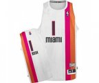 Miami Heat #1 Chris Bosh Authentic White ABA Hardwood Classic Basketball Jersey