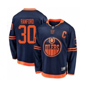 Edmonton Oilers #30 Bill Ranford Authentic Navy Blue Alternate Fanatics Branded Breakaway Hockey Jersey