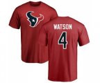 Houston Texans #4 Deshaun Watson Red Name & Number Logo T-Shirt
