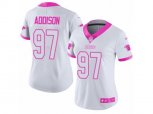 Women Carolina Panthers #97 Mario Addison Limited White Pink Rush Fashion NFL Jersey