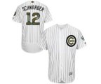Chicago Cubs #12 Kyle Schwarber Authentic White 2016 Memorial Day Fashion Flex Base MLB Jersey