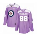 Winnipeg Jets #88 Nathan Beaulieu Authentic Purple Fights Cancer Practice Hockey Jersey