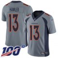 Denver Broncos #13 KJ Hamler Gray Stitched Limited Inverted Legend 100th Season Jersey