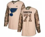 Adidas St. Louis Blues #71 Vladimir Sobotka Authentic Camo Veterans Day Practice NHL Jersey