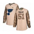 St. Louis Blues #51 Derrick Pouliot Authentic Camo Veterans Day Practice Hockey Jersey