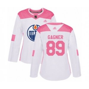 Women Edmonton Oilers #89 Sam Gagner Authentic White Pink Fashion Hockey Jersey