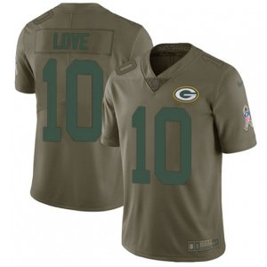 Green Bay Packers #10 Jordan Love Olive Stitched NFL Limited 2017 Salute To Service Jersey