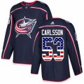 Columbus Blue Jackets #53 Gabriel Carlsson Authentic Navy Blue USA Flag Fashion NHL Jersey