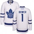 Toronto Maple Leafs #1 Johnny Bower Authentic White Away NHL Jersey