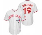 Toronto Blue Jays #19 Jose Bautista Replica White 2015 Canada Day Baseball Jersey