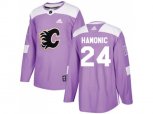 Adidas Calgary Flames #24 Travis Hamonic Purple Authentic Fights Cancer Stitched NHL Jerse