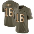 Los Angeles Rams #16 Jared Goff Limited Olive Gold 2017 Salute to Service NFL Jersey