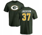 Green Bay Packers #37 Josh Jackson Green Name & Number Logo T-Shirt