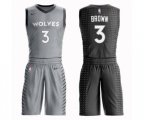 Minnesota Timberwolves #3 Anthony Brown Swingman Gray Basketball Suit Jersey - City Edition