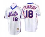New York Mets #18 Darryl Strawberry Authentic White Blue Strip Throwback Baseball Jersey