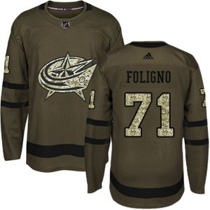 Columbus Blue Jackets #71 Nick Foligno Premier Green Salute to Service NHL Jersey