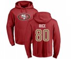 San Francisco 49ers #80 Jerry Rice Red Name & Number Logo Pullover Hoodie