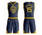 Golden State Warriors #15 Latrell Sprewell Swingman Navy Blue Basketball Suit Jersey - City Edition