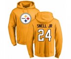 Pittsburgh Steelers #24 Benny Snell Jr. Gold Name & Number Logo Pullover Hoodie