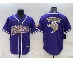 Minnesota Vikings Purple Team Big Logo With Patch Cool Base Stitched Baseball Jersey