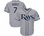 Tampa Bay Rays #7 Michael Perez Replica Grey Road Cool Base Baseball Jersey
