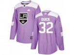 Los Angeles Kings #32 Jonathan Quick Purple Authentic Fights Cancer Stitched NHL Jersey