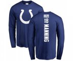 Indianapolis Colts #18 Peyton Manning Royal Blue Backer Long Sleeve T-Shirt
