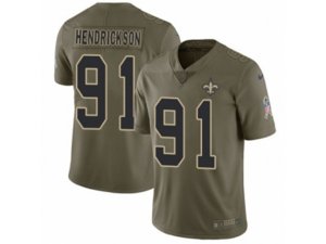 New Orleans Saints #91 Trey Hendrickson Limited Olive 2017 Salute to Service NFL Jersey