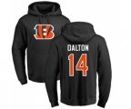 Cincinnati Bengals #14 Andy Dalton Black Name & Number LogoPullover Hoodie