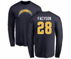 Los Angeles Chargers #28 Brandon Facyson Navy Blue Name & Number Logo Long Sleeve T-Shirt
