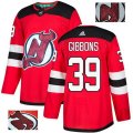 New Jersey Devils #39 Brian Gibbons Authentic Red Fashion Gold NHL Jersey