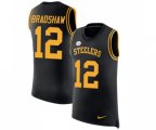 Pittsburgh Steelers #12 Terry Bradshaw Limited Black Rush Player Name & Number Tank Top Football Jersey