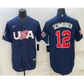 USA Baseball #12 Kyle Schwarber 2023 Navy World Baseball Classic Stitched Jerseys