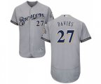 Milwaukee Brewers #27 Zach Davies Grey Road Flex Base Authentic Collection Baseball Jersey