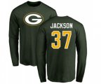 Green Bay Packers #37 Josh Jackson Green Name & Number Logo Long Sleeve T-Shirt