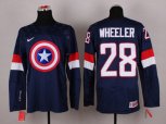 NHL Olympic Team USA #28 Blake Wheeler Navy Blue Captain America Fashion Stitched Jerseys