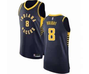 Indiana Pacers #8 Justin Holiday Authentic Navy Blue Basketball Jersey - Icon Edition
