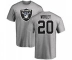 Oakland Raiders #20 Daryl Worley Ash Name & Number Logo T-Shirt