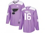 Adidas St. Louis Blues #16 Brett Hull Purple Authentic Fights Cancer Stitched NHL Jersey