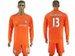 Chelsea #13 Courtois Orange Goalkeeper Long Sleeves Soccer Club Jersey