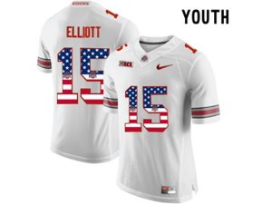 2016 US Flag Fashion Youth Ohio State Buckeyes Ezekiel Elliott #15 College Football Limited Jersey - White
