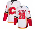 Calgary Flames #28 Elias Lindholm Authentic White Away Hockey Jersey