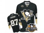 Reebok Pittsburgh Penguins #87 Sidney Crosby Authentic Black Home 50th Anniversary Patch NHL Jersey