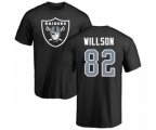 Oakland Raiders #82 Luke Willson Black Name & Number Logo T-Shirt